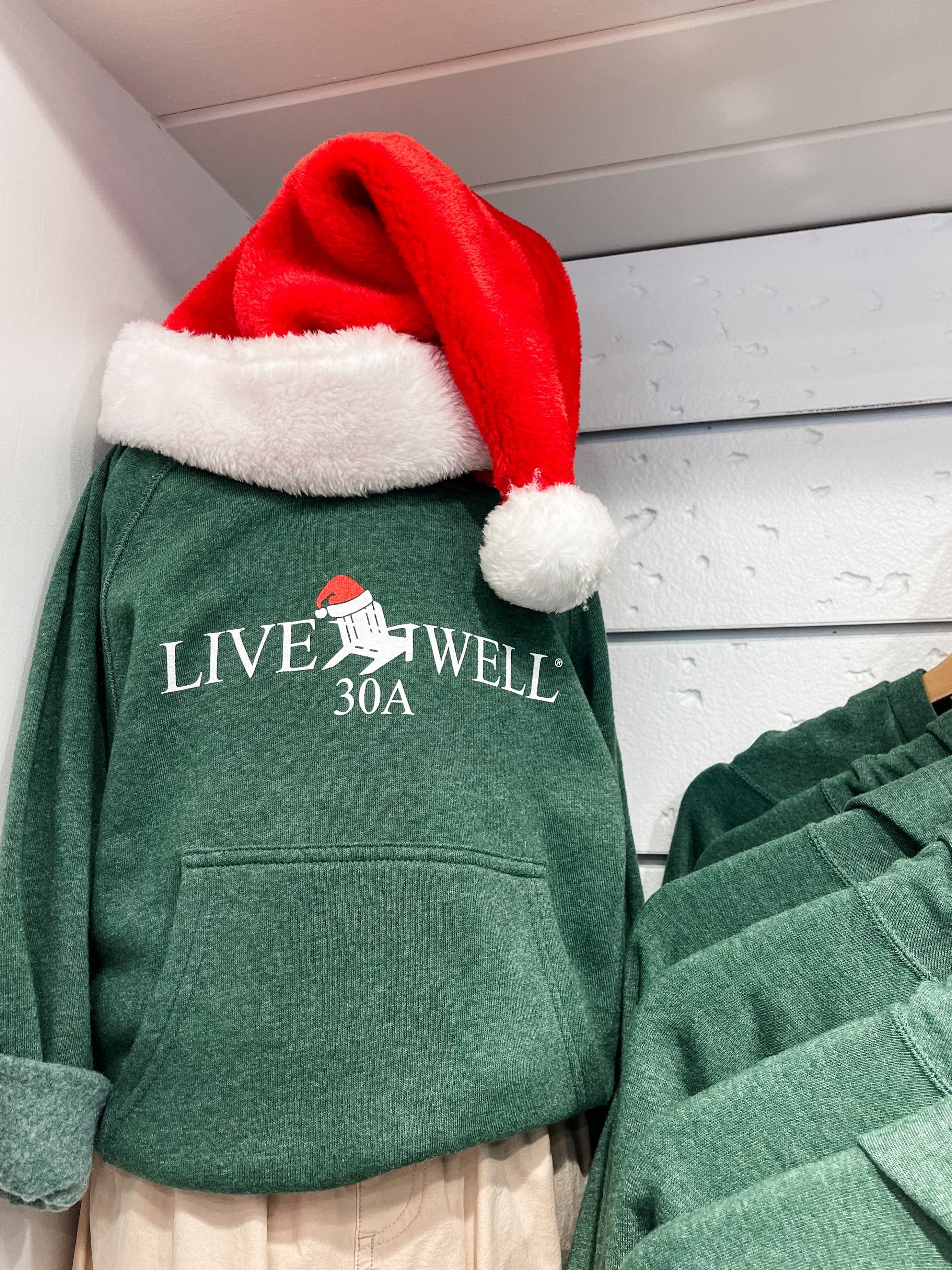 Live Well 30A Classic Logo Santa Hat Youth Hoodie