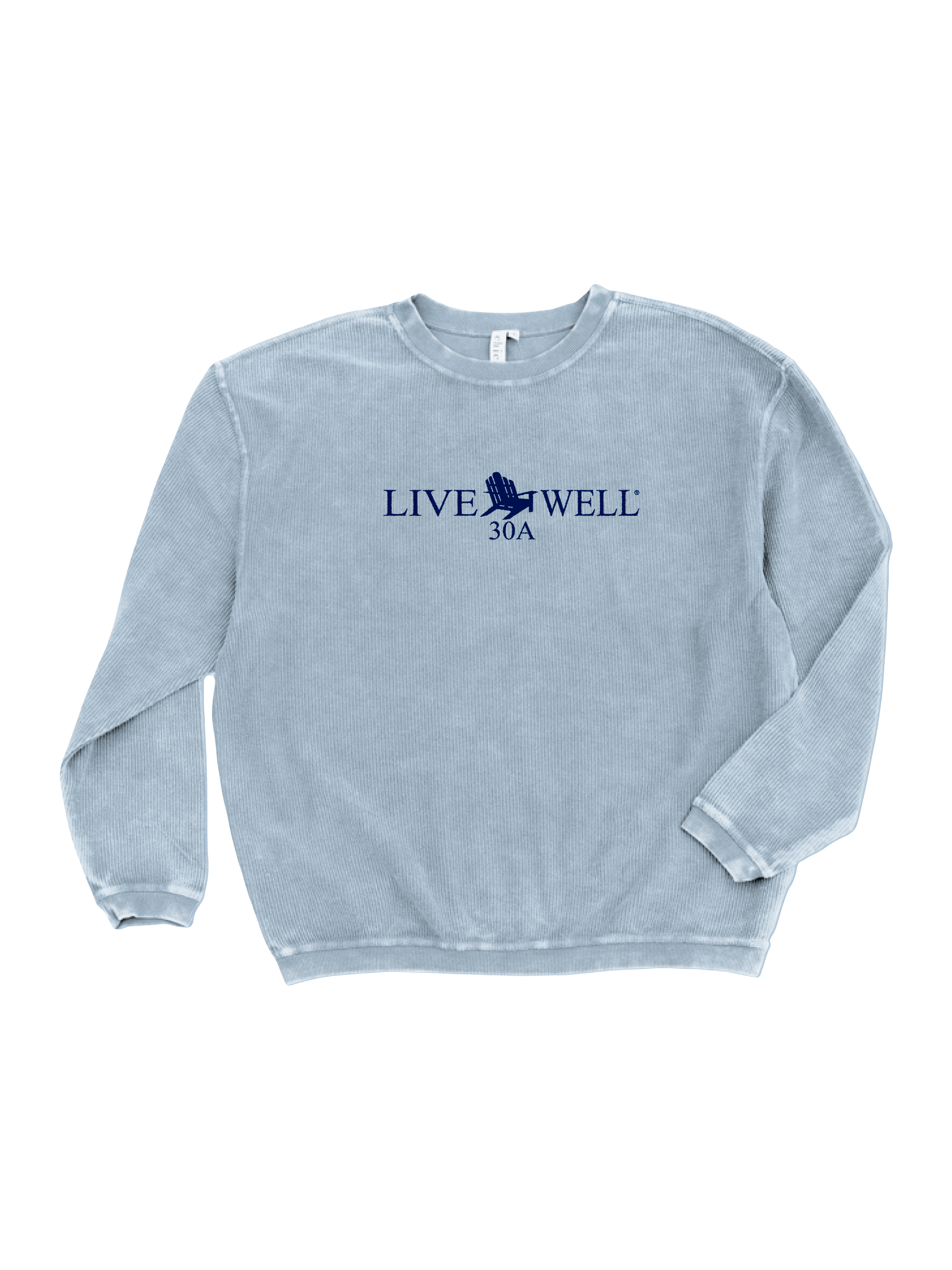 Live Well 30A Classic Logo Embroidered Corded Crew Sweatshirt