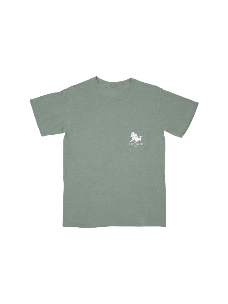 Live Well 30A American Flag Pocket T-Shirt