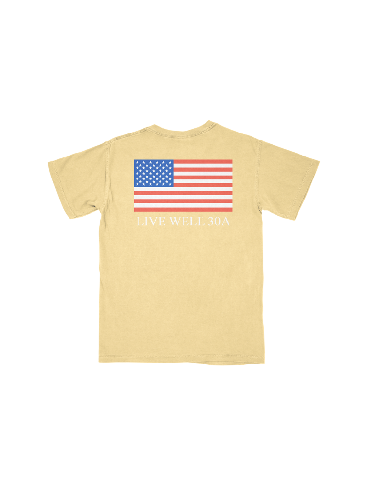 Live Well 30A American Flag Pocket T-Shirt