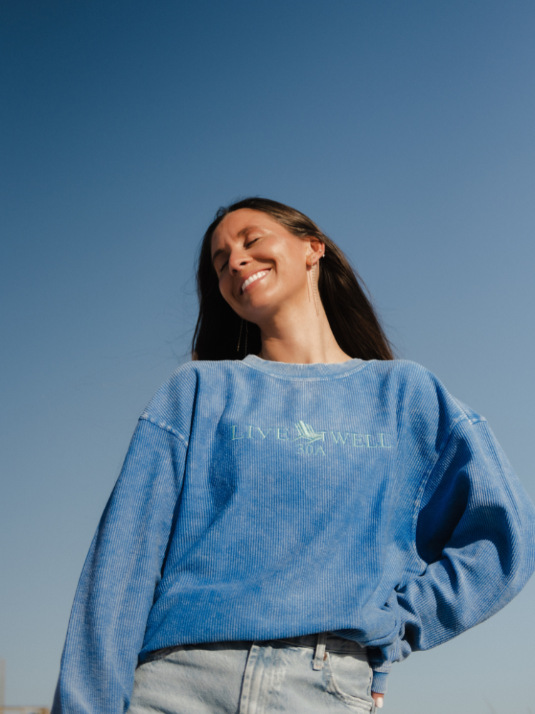 Live Well 30A Classic Logo Embroidered Corded Crew Sweatshirt