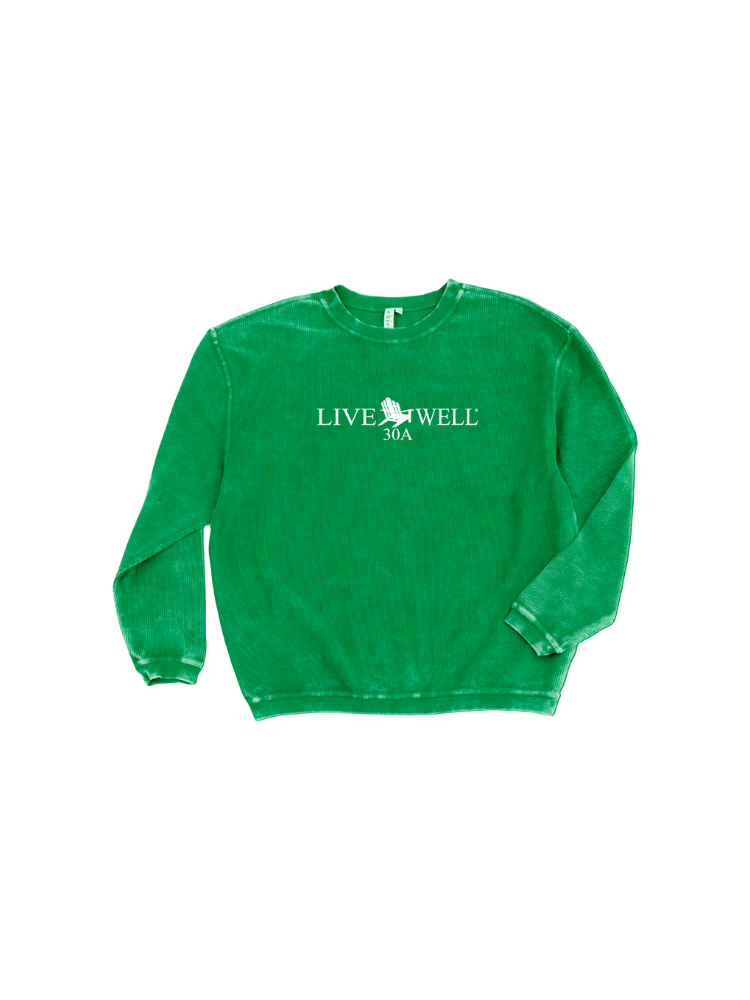 Live Well 30A Classic Logo Embroidered Corded Crew Sweatshirt