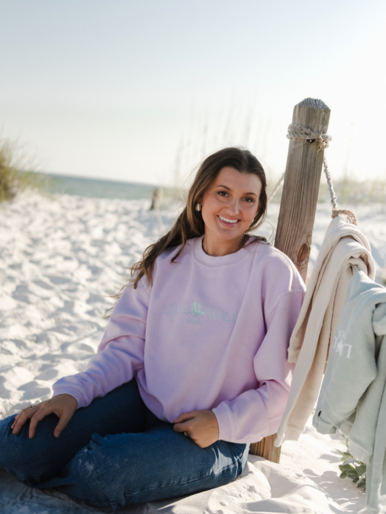 Live Well 30A Classic Logo Embroidered Corded Crew Sweatshirt