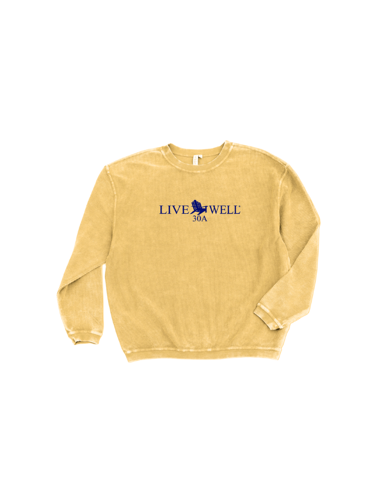Live Well 30A Classic Logo Embroidered Corded Crew Sweatshirt