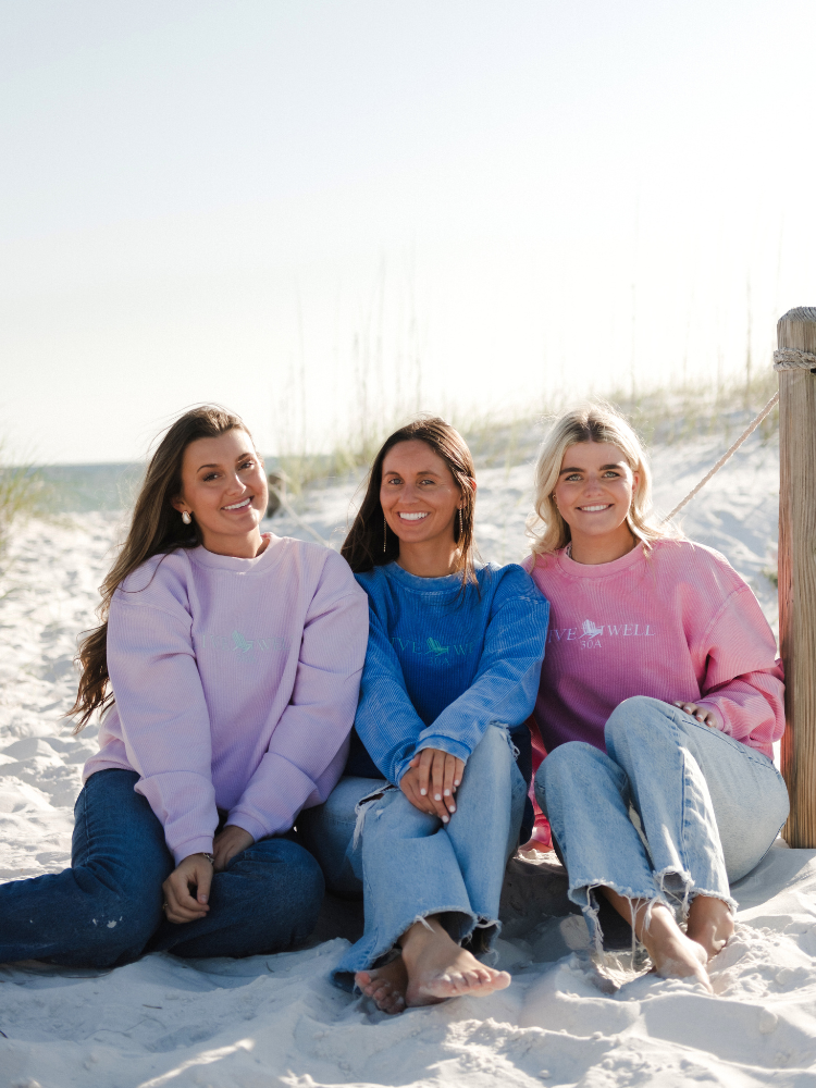 Live Well 30A Classic Logo Embroidered Corded Crew Sweatshirt