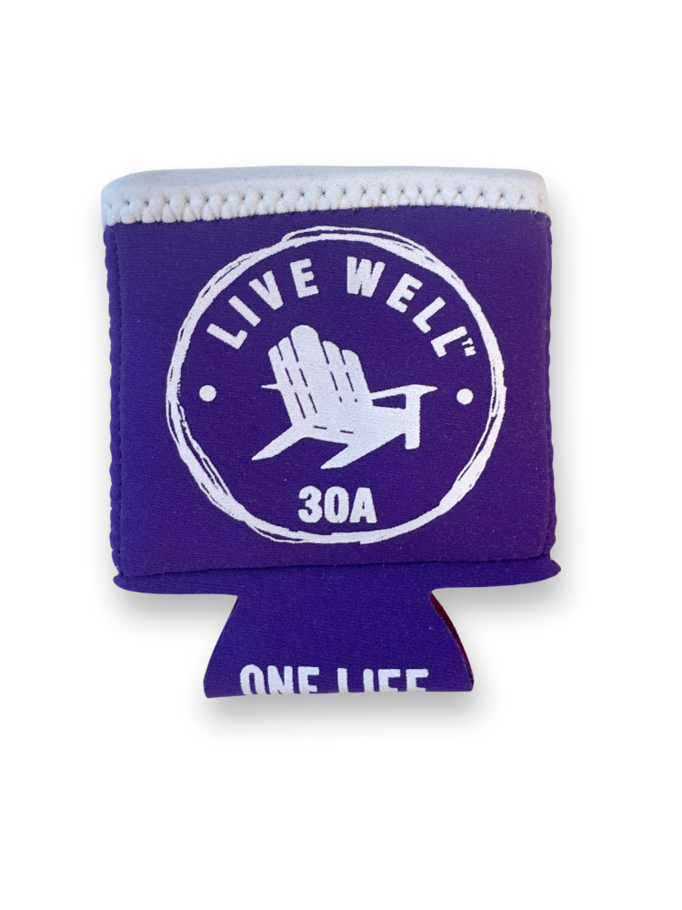 Live Well 30A Vintage Circle Logo Gel Can Cooler