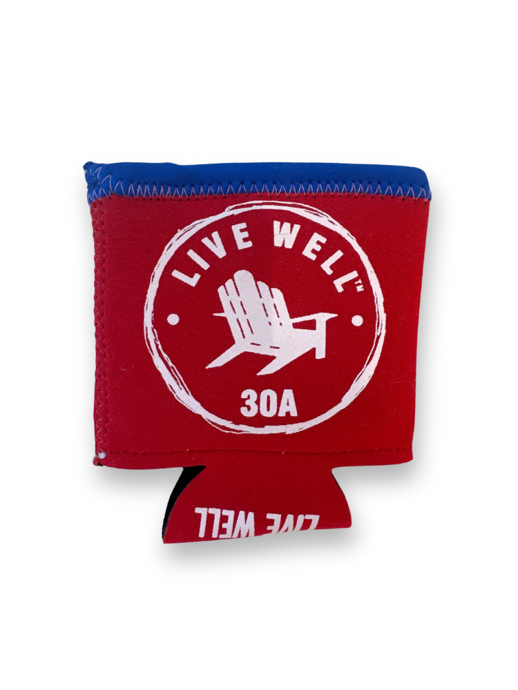Live Well 30A Vintage Circle Logo Gel Can Cooler