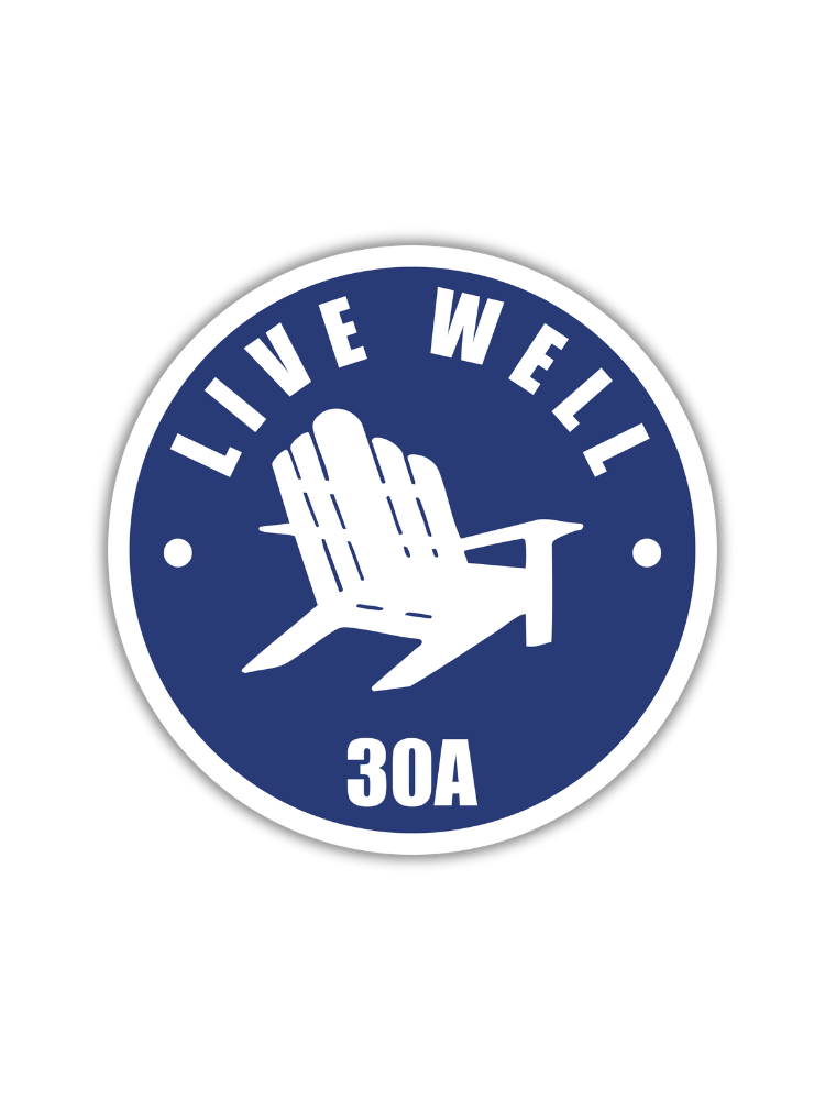 Live Well 30A Circle Logo Sticker
