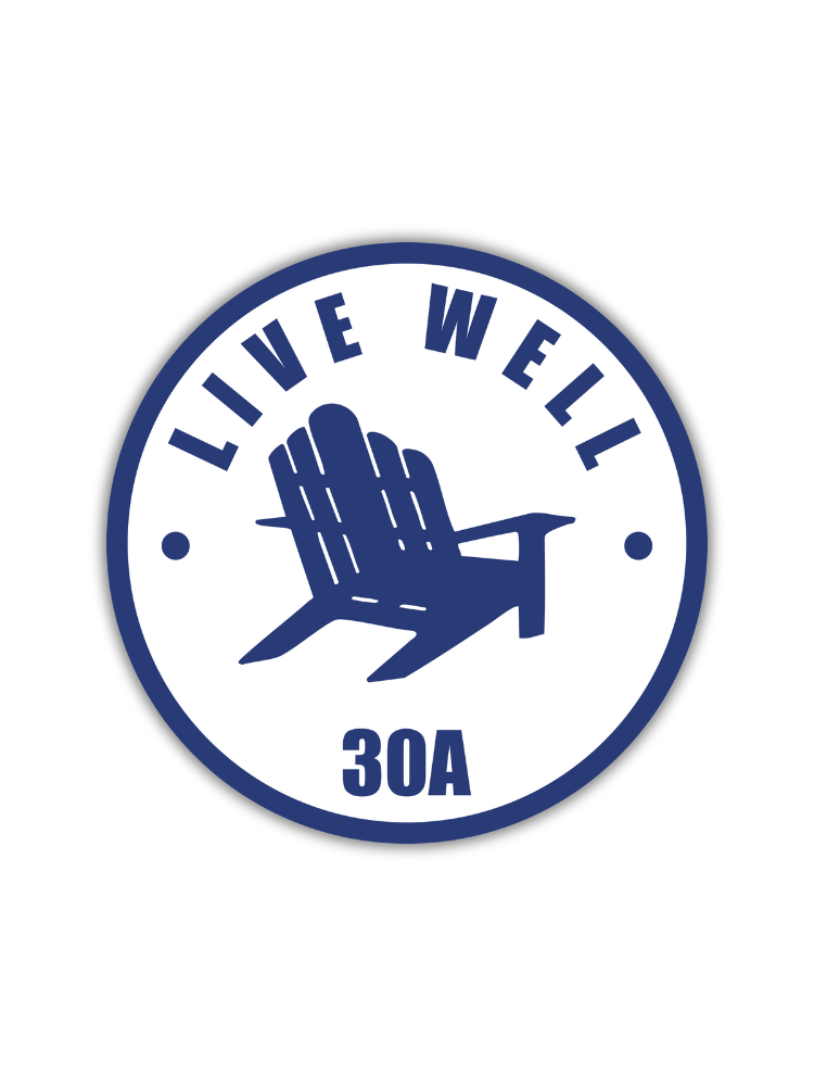 Live Well 30A Circle Logo Sticker