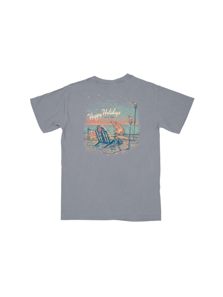 Live Well 30A Holiday Bonfire Pocket T-Shirt