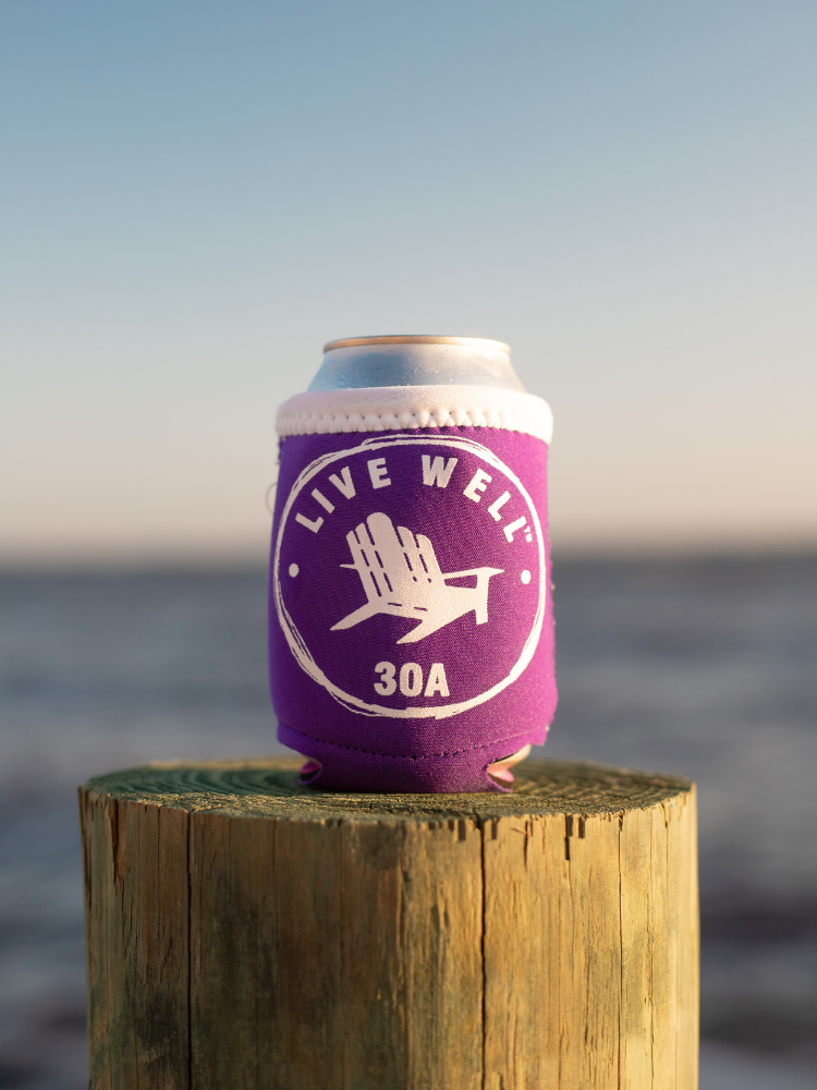 Live Well 30A Vintage Circle Logo Gel Can Cooler